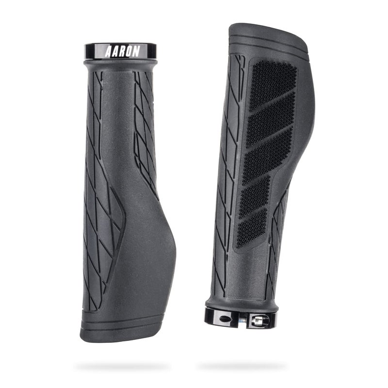 AARON FIT Handlebar Grips with Gel Cushioning, Sporty Handlebar Grips Made from Non-Slip Rubber - Lock-On Handlebar Grips for E-Bikes, Trekking Bikes, Mountain Bikes, Cross Bikes, Fixie Bikes - Black - Image 1